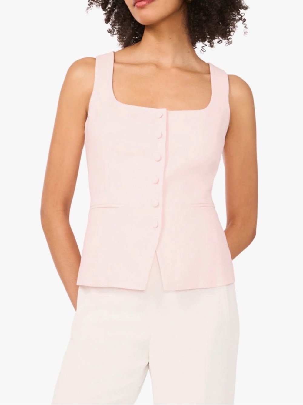 Parker The Amayah Linen Blend Vest Top XS Mary’s Rose Pink Coquette Preppy